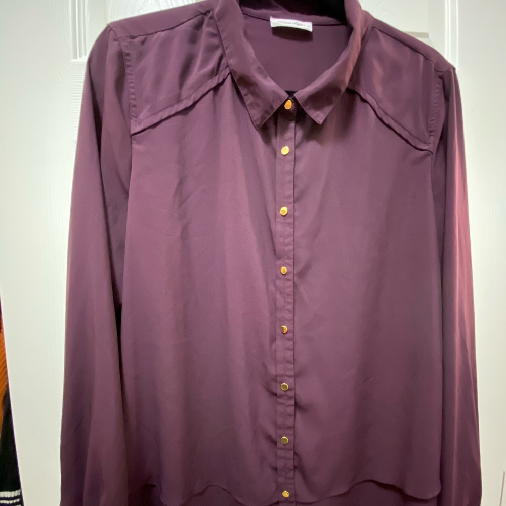 Calvin Klein Violet Purple Blouse w/ Gold Buttons